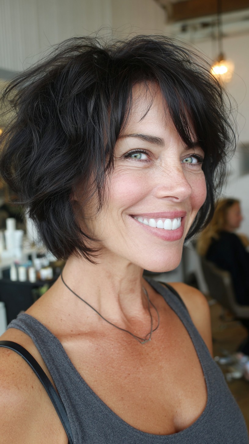 Piecey Stacked Chin-Length Bob with Airy Crown Texture