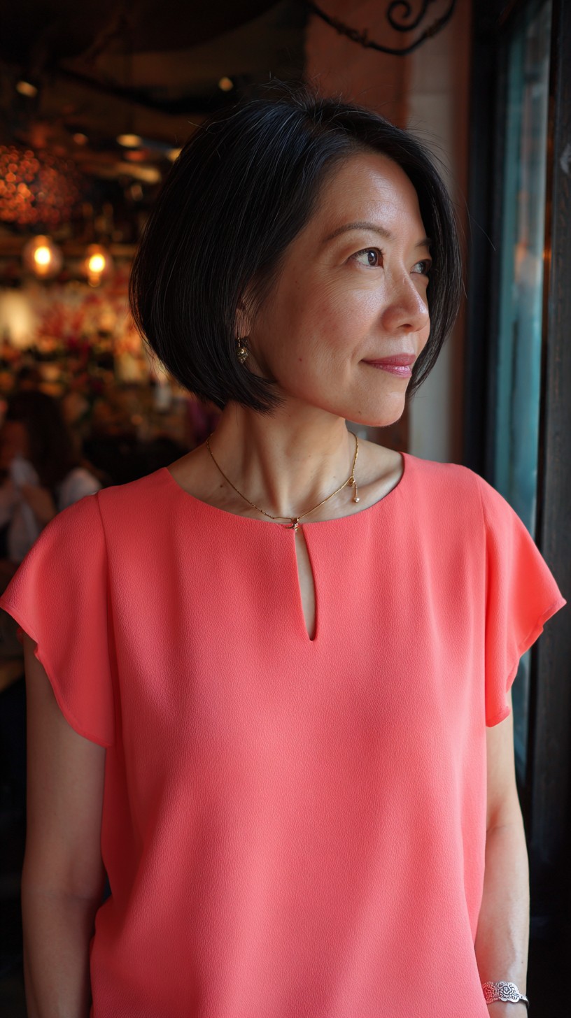 Rounded Chin-Length A-Line Bob with Subtle Face-Framing