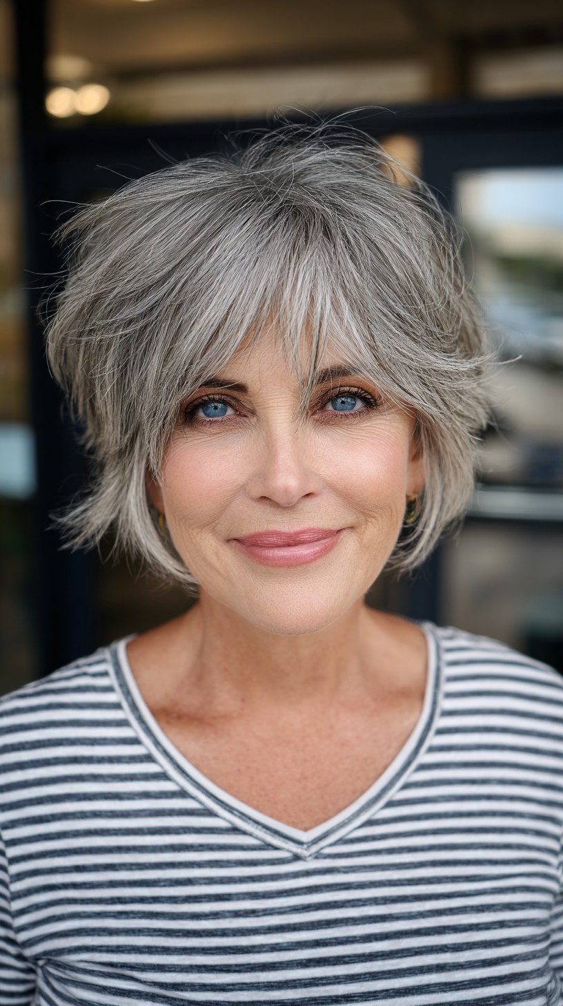 Silver Layered Shag with Wispy Micro-Fringe