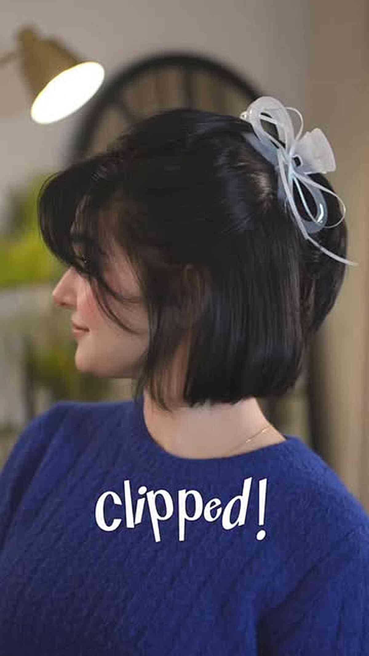 Soft Black Clipped Bob with Wispy Bangs
