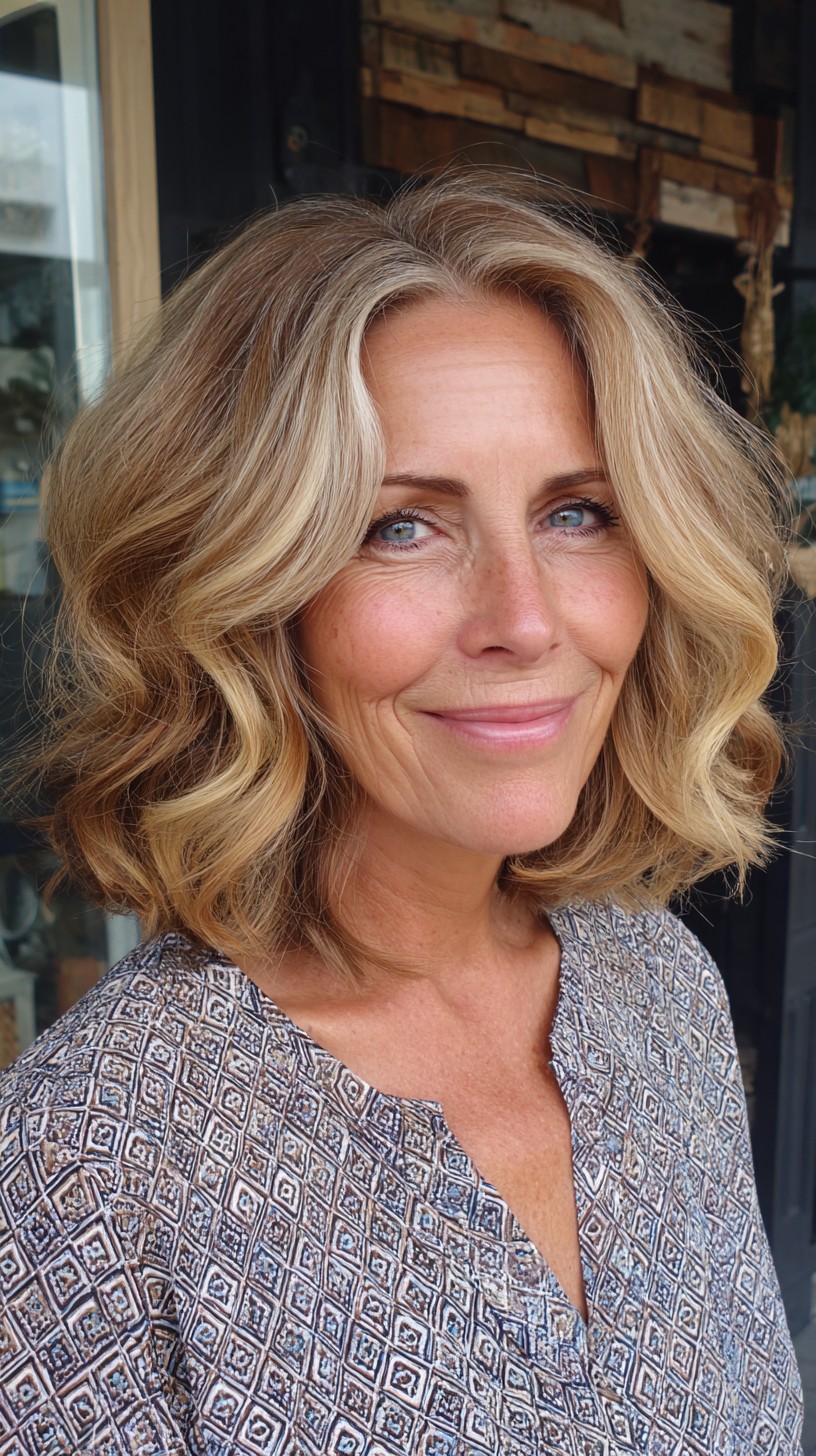 Soft Face-Framing Layered Bob with Root Smudge