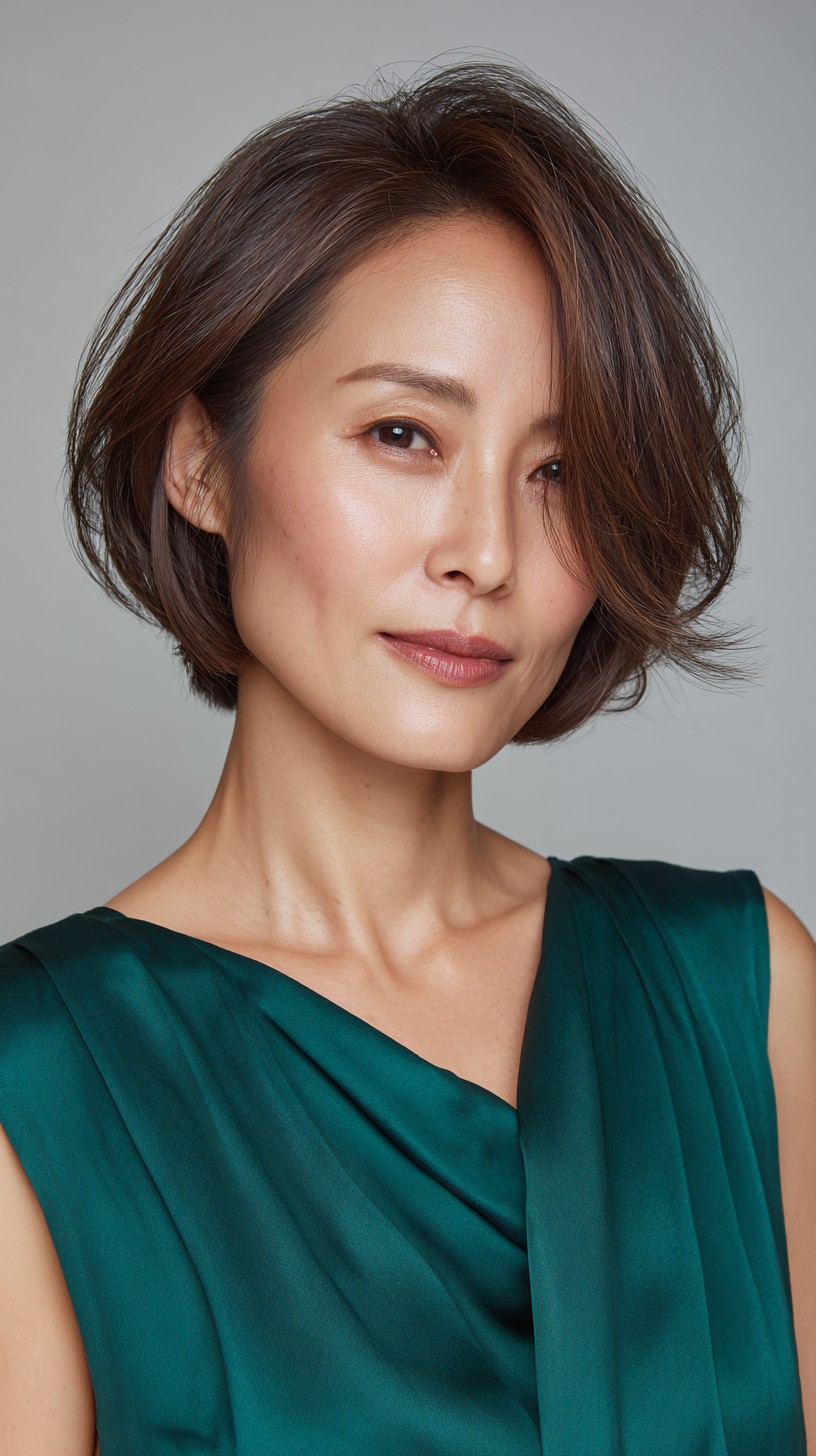 Soft Graduated Chin-Length Bob with Side-Swept Layers