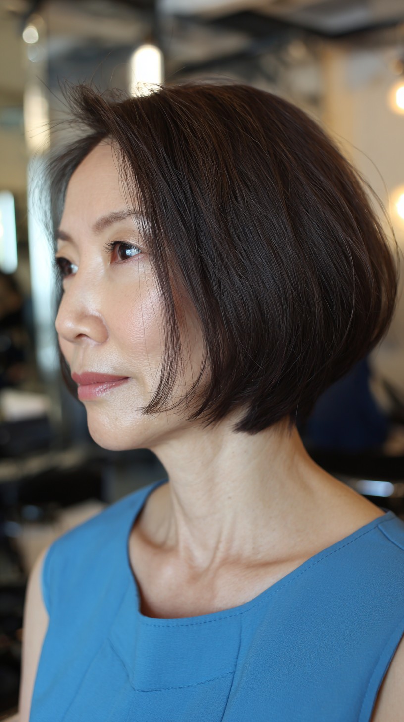 Soft Rounded Chin-Length Bob with Wispy Face-Framing