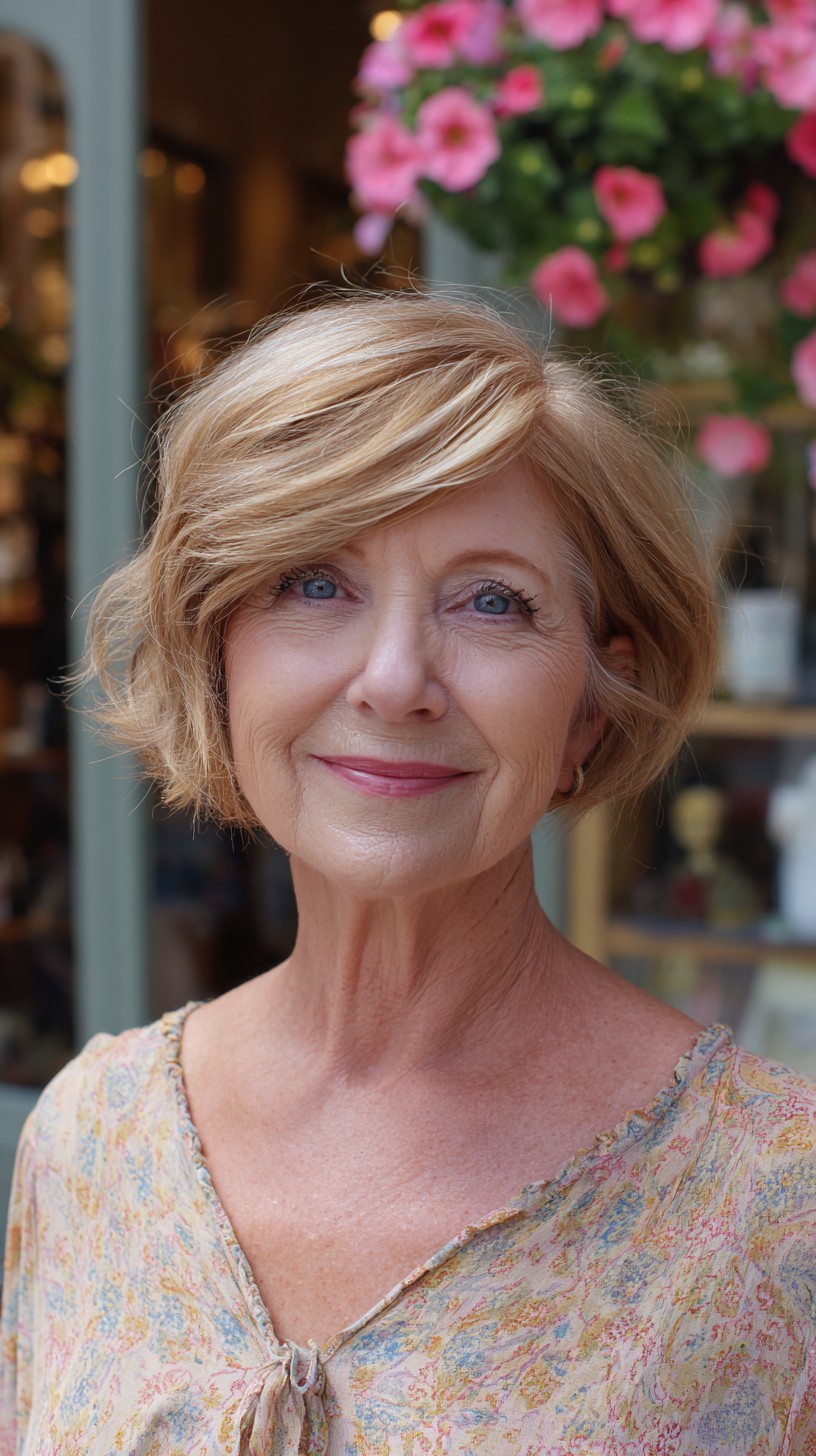 Soft Side-Swept Textured Chin-Length Bob