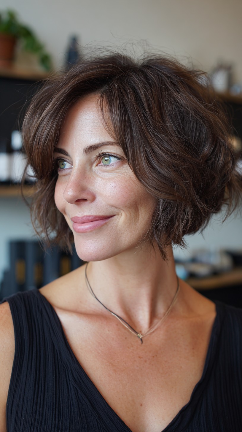 Soft Textured Chin-Length Bob with Subtle Internal Graduation
