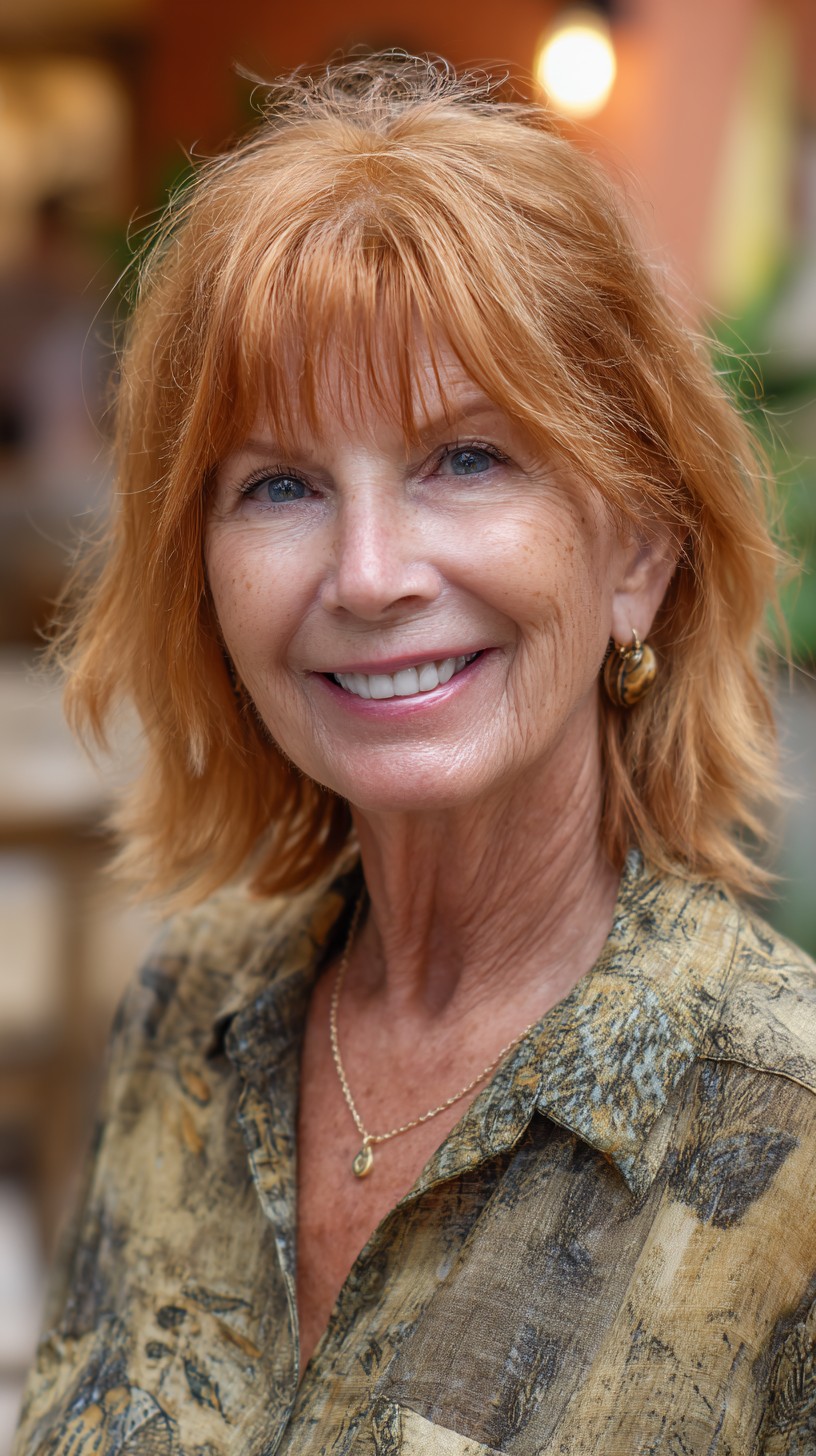 Textured Copper Micro-Bang with Jaw-to-Shoulder Face-Framing Layers