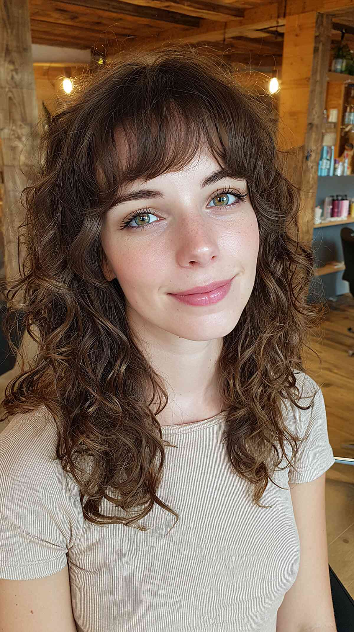 Textured Curly Hair with Soft Bangs