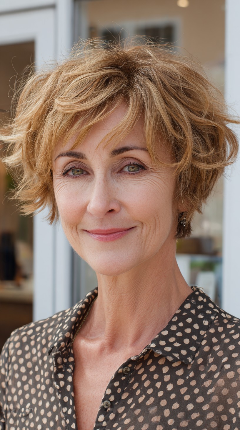 Textured Warm Blonde Pixie-Bob with Feathered Layers