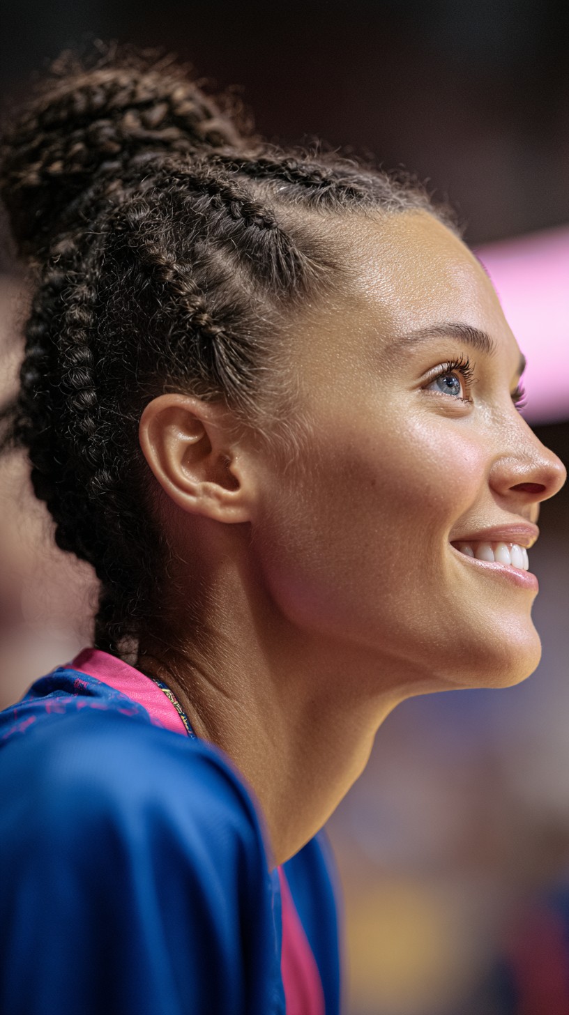 Tidy Feed-In Cornrows with High Braided Bun