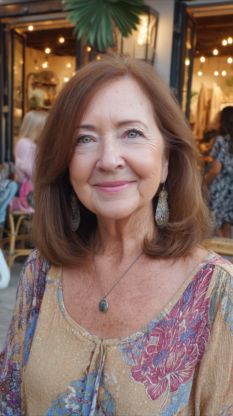 Warm Auburn Shoulder-Length Cut with Soft Turned-Under Ends