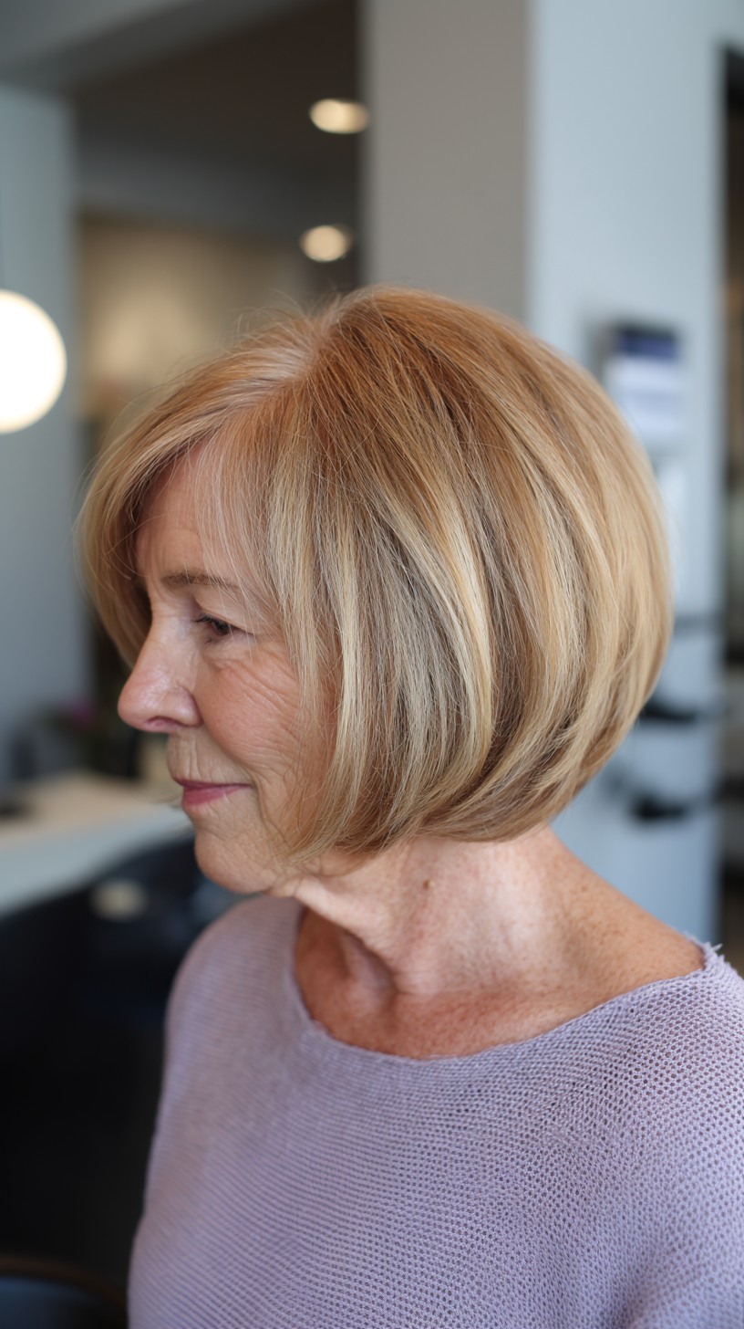Warm Blonde Root-Melt Chin-Length Rounded Bob