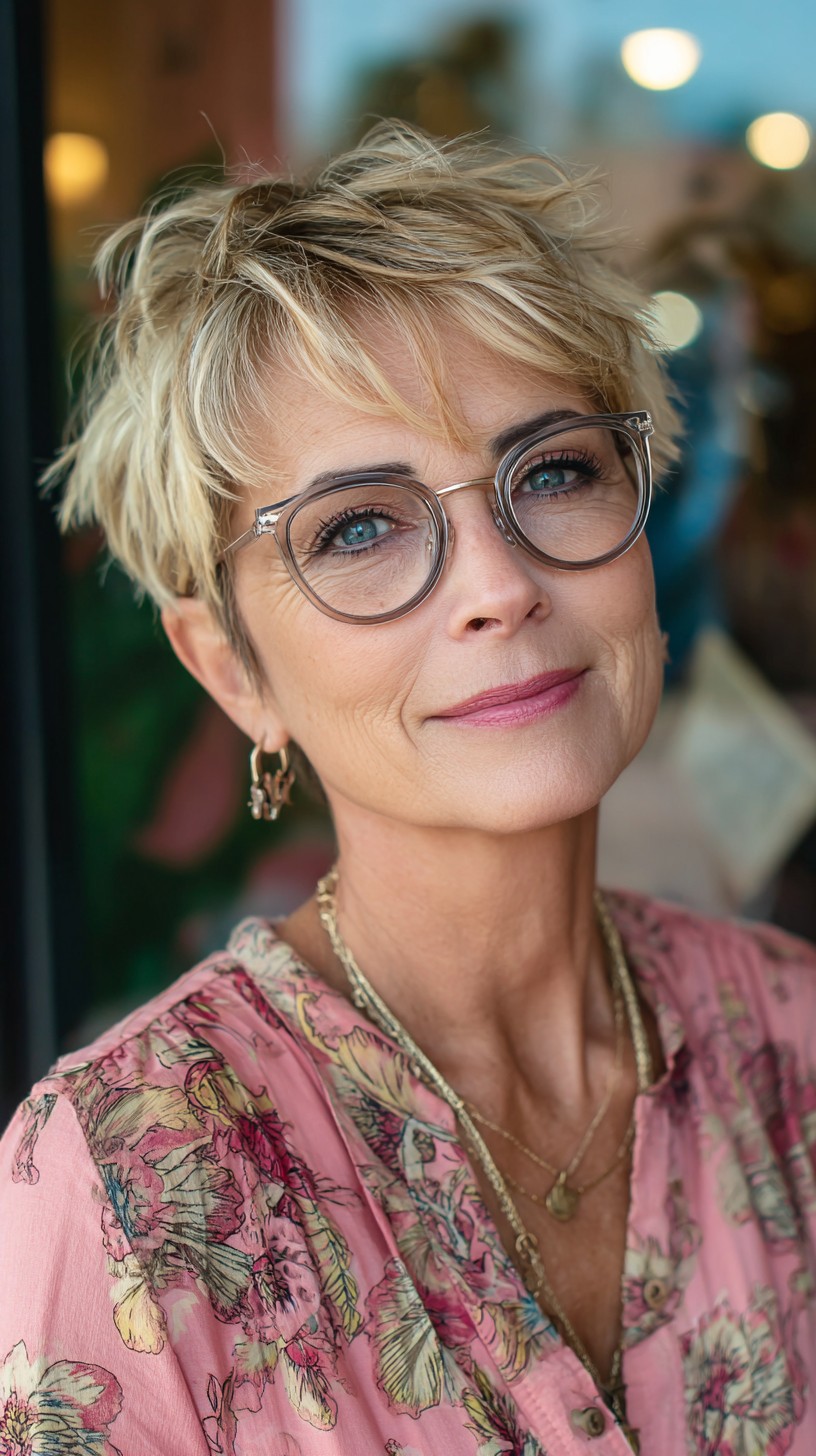 Chic Short Textured Pixie with Glasses-Friendly Layers