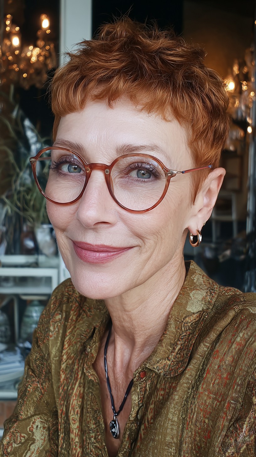 Choppy Copper Micro-Fringe Pixie with Lifted Crown