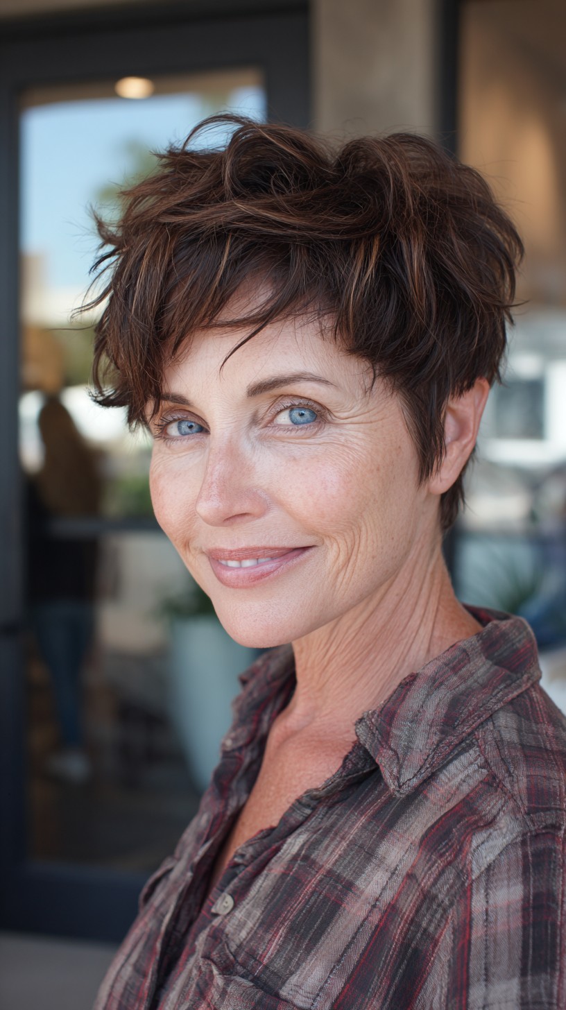 Choppy Textured Pixie Shag with Feathered Fringe