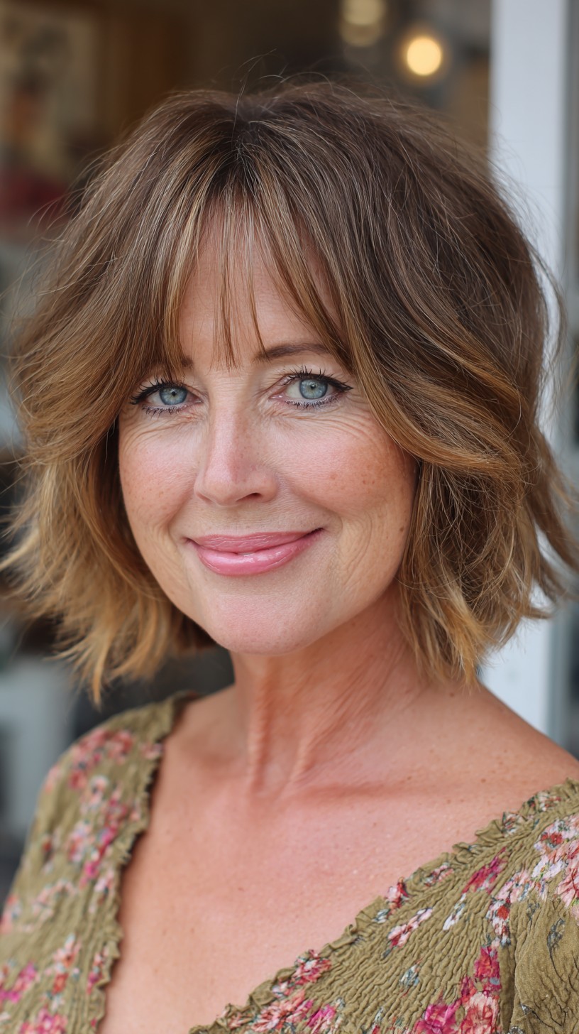 Collarbone-Length Bottleneck Bob with Wispy Micro-Curtain Fringe