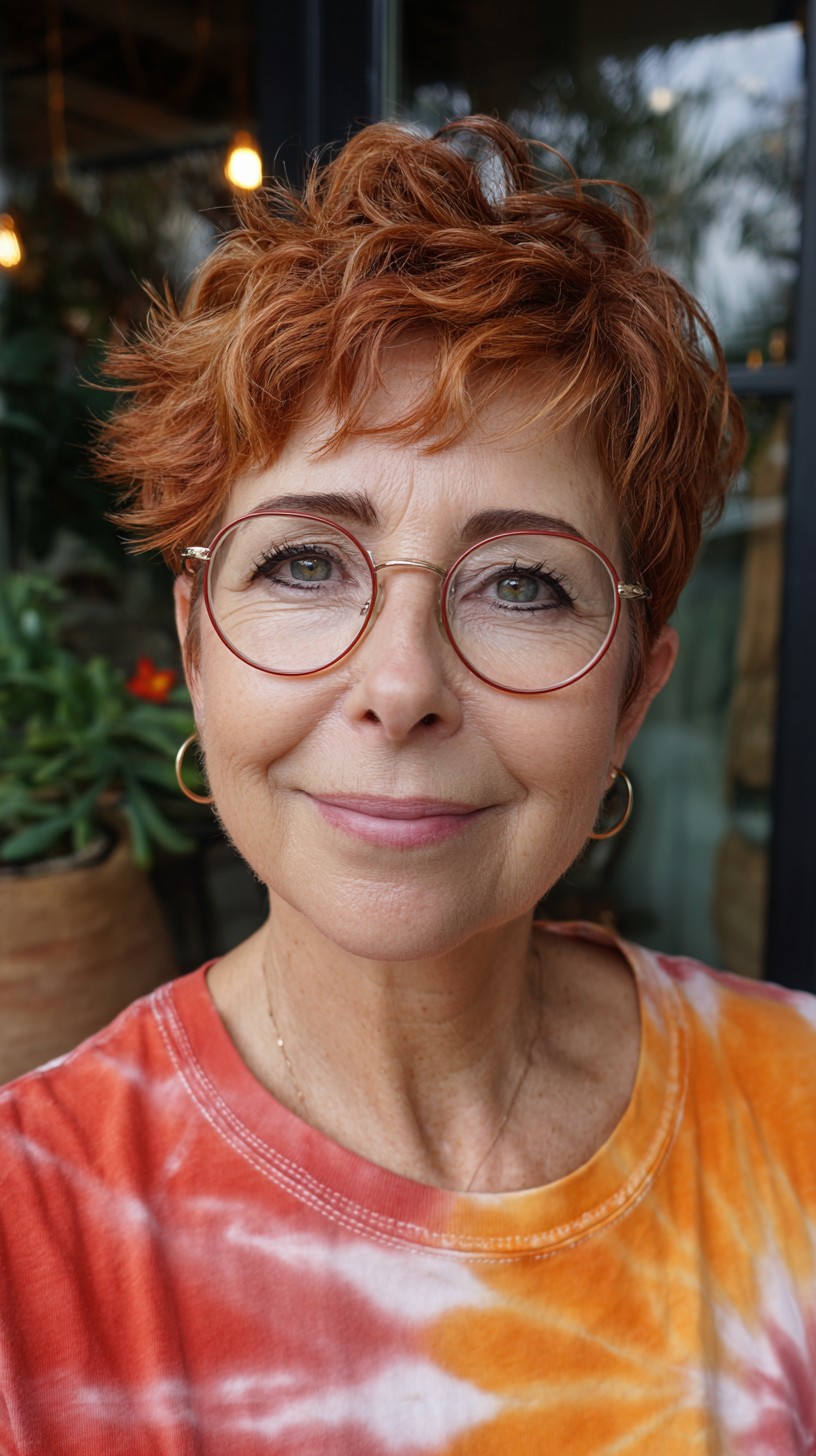Copper Pixie with Choppy Layers and Eye‑Framing Fringe