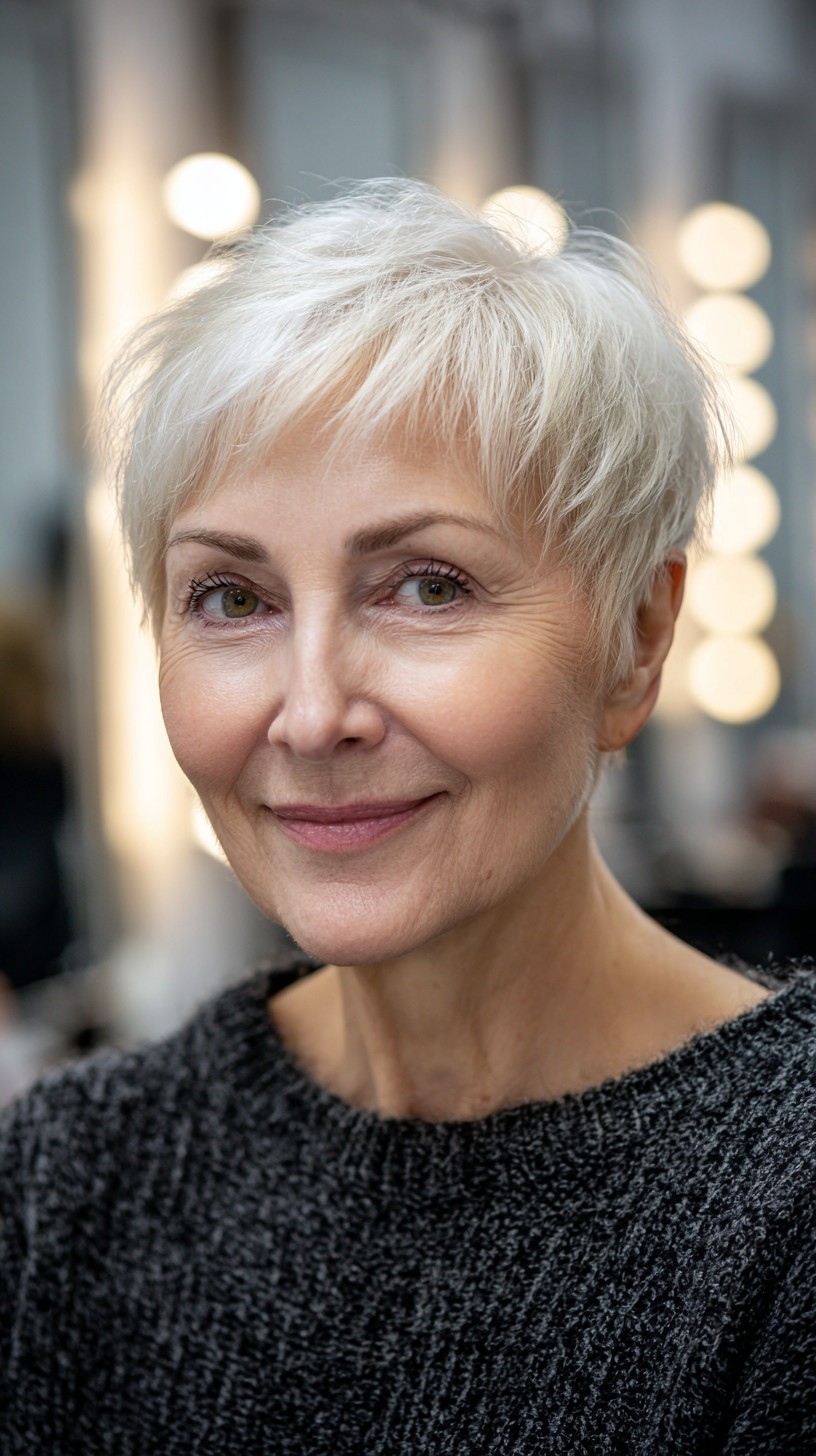 Platinum Micro-Textured Pixie with Soft Micro-Fringe