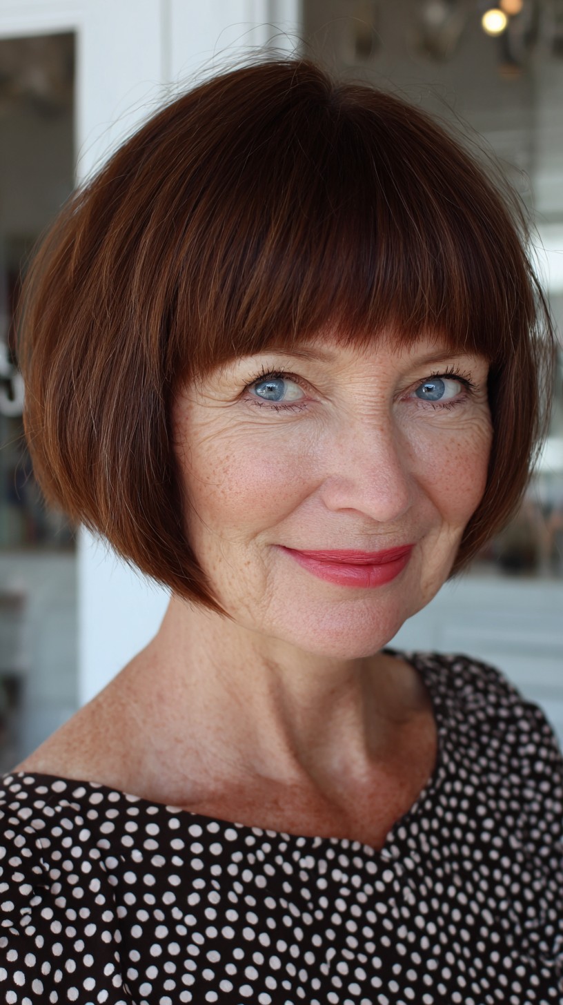 Rounded Chin-Length Blunt Bob with Micro Fringe