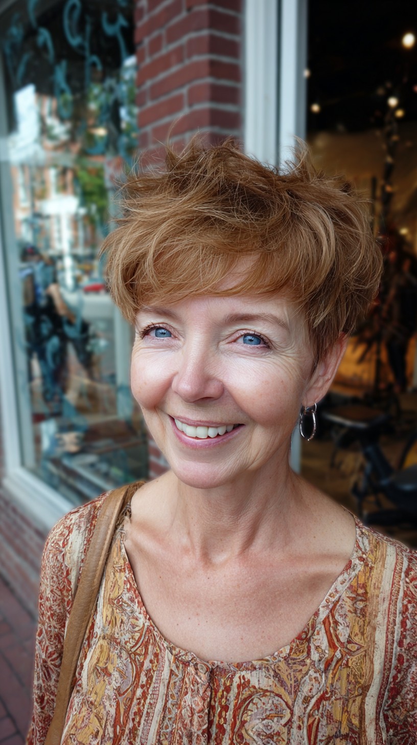 Short Strawberry Pixie Shag with Airy Micro‑Fringe