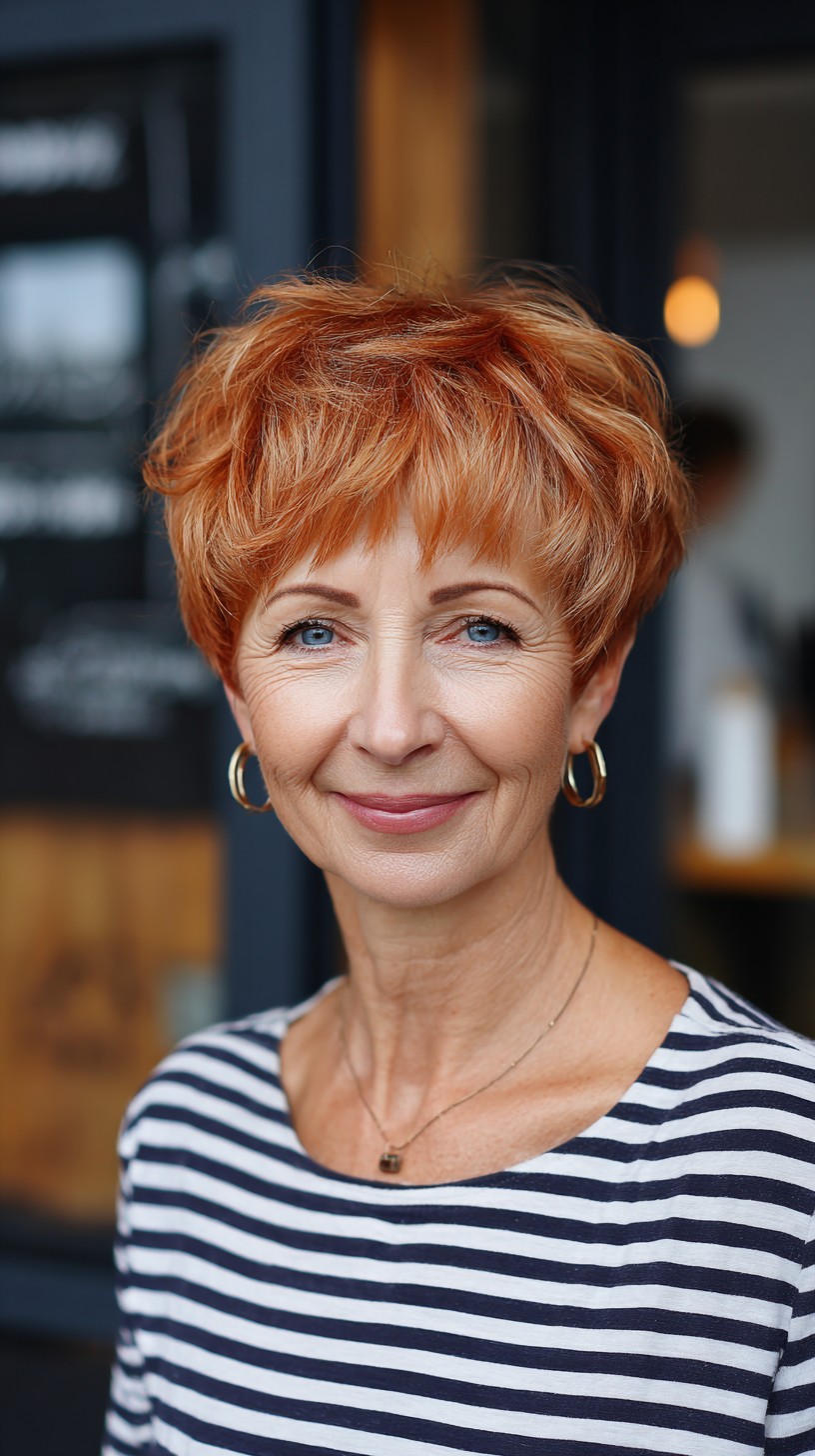 Short Textured Pixie Shag with Soft Fringe and Crown Lift