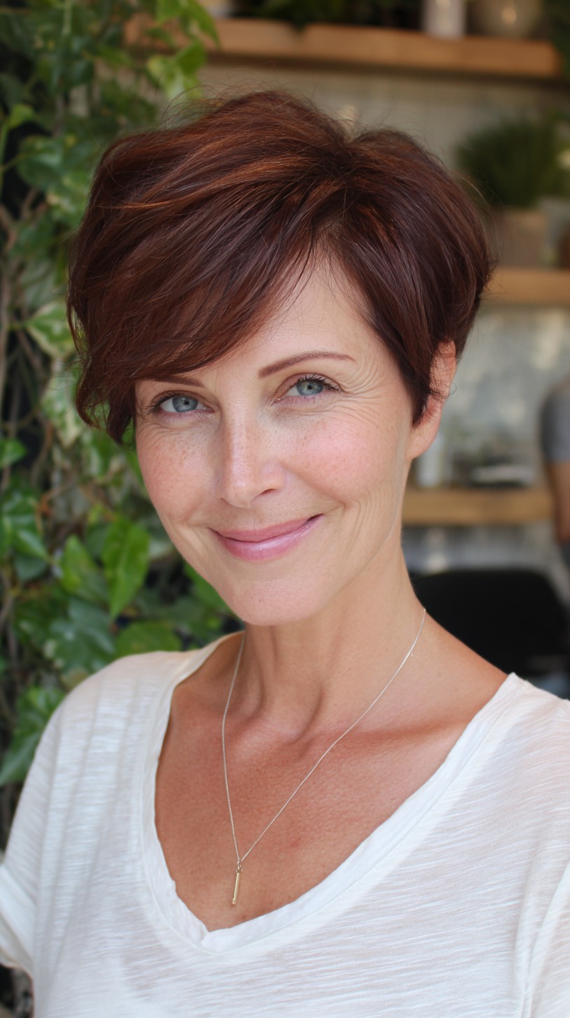 Short Textured Pixie with Side-Swept Fringe
