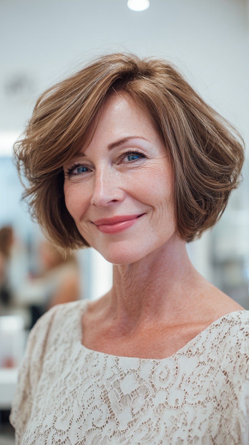 Soft Layered Chin-Length Bob with Lifted Crown