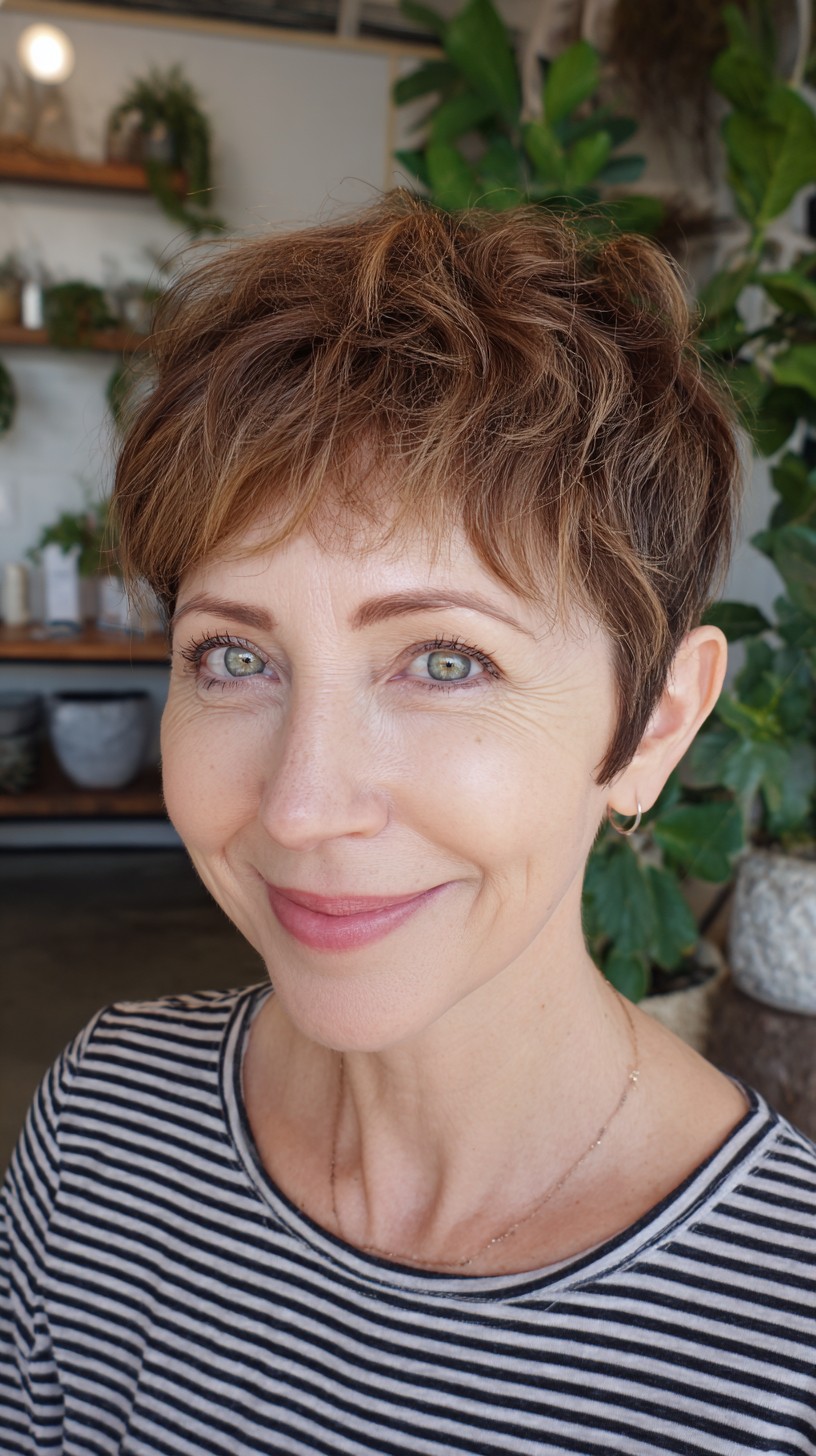 Soft Layered Pixie Shag with Wispy Mini-Bangs