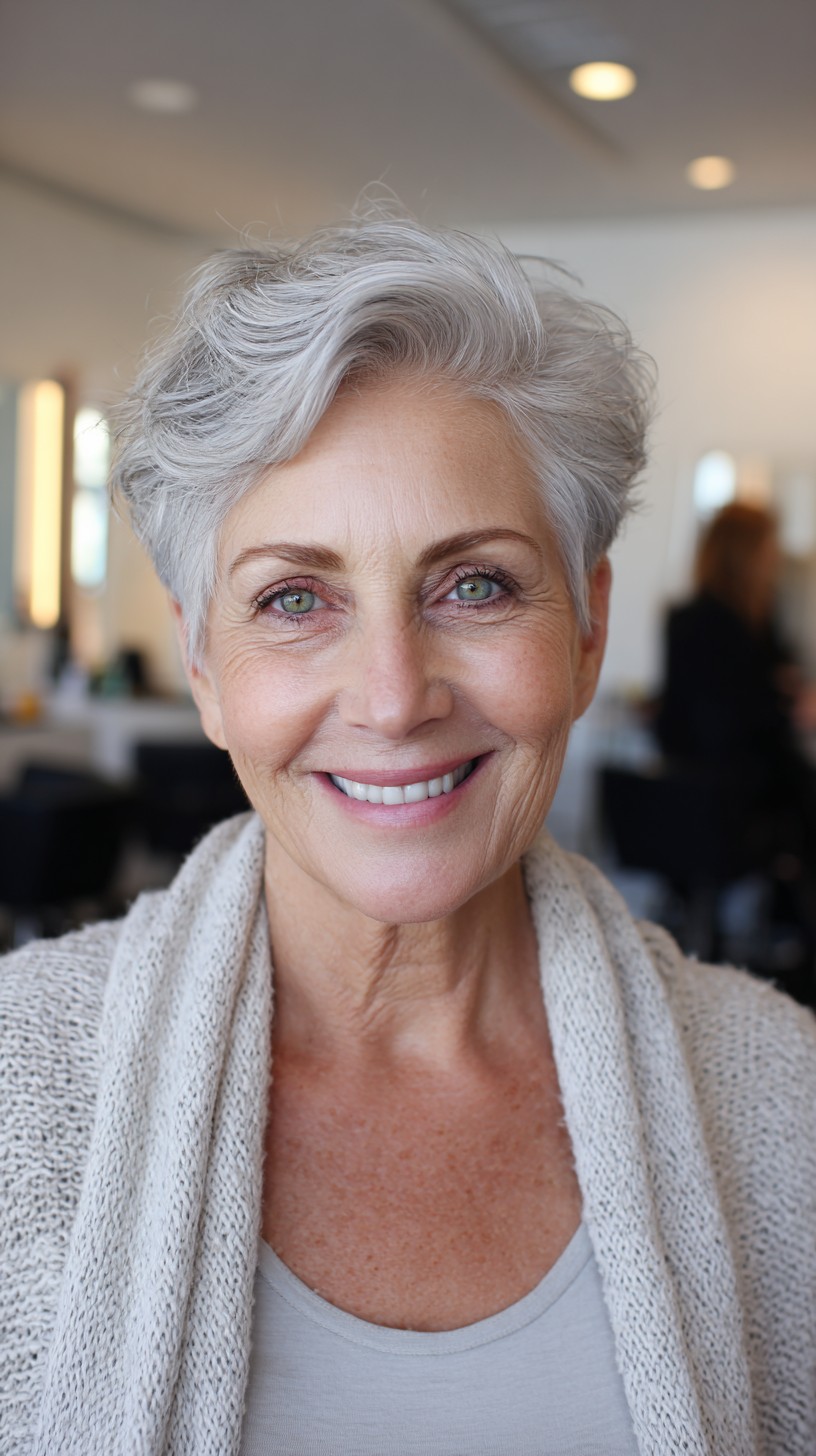 Soft Silver Pixie with Sculpted Crown Waves