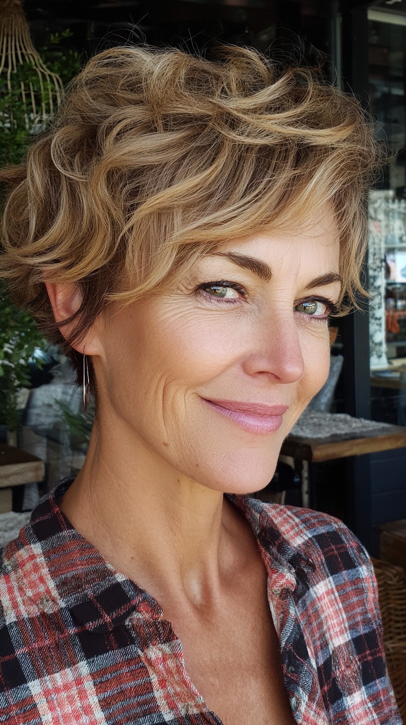 Sun-Kissed Tousled Pixie Shag with Tapered Nape