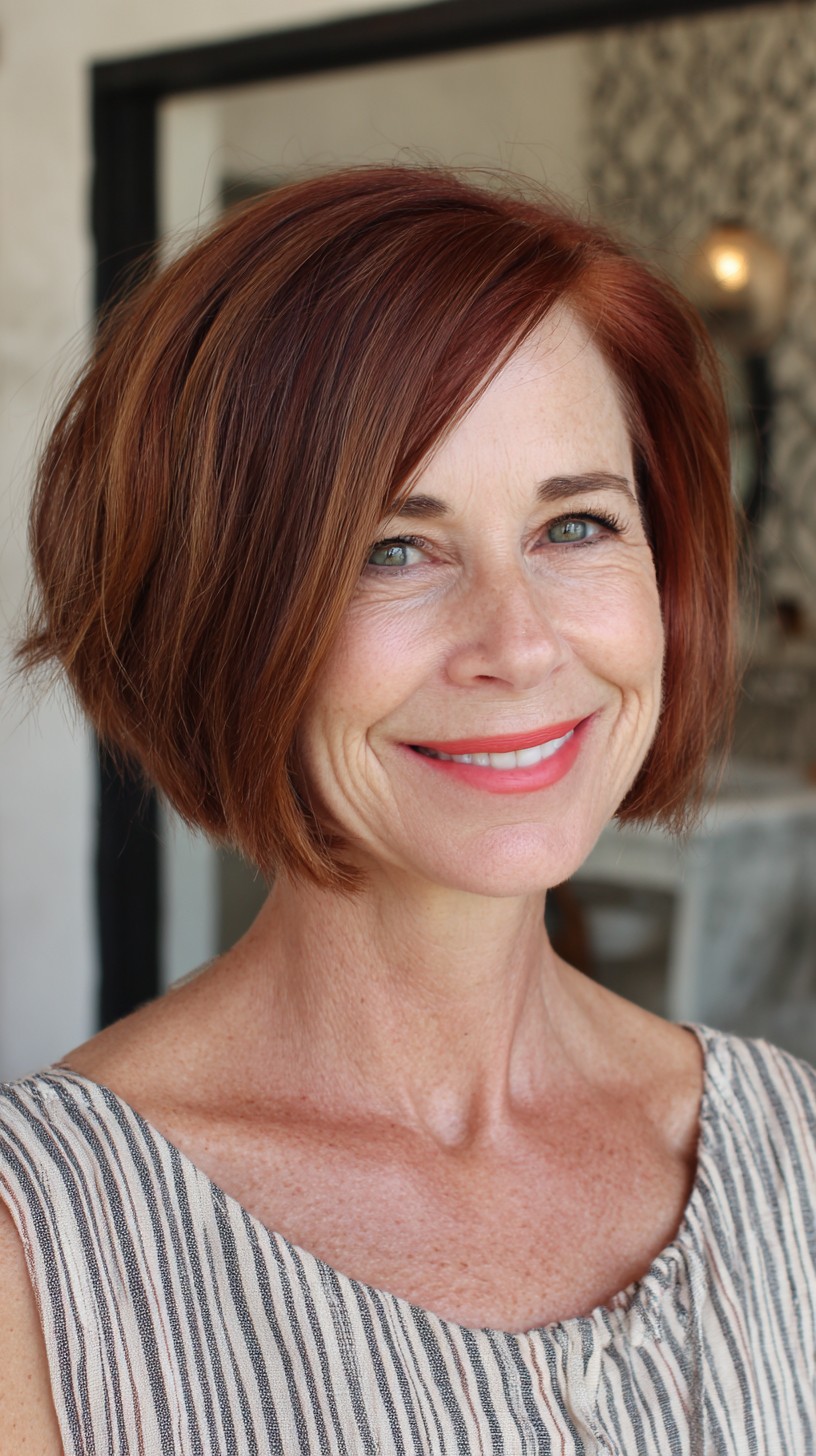 A-Line Side-Part Textured Chin-Length Bob with Soft Interior Graduation