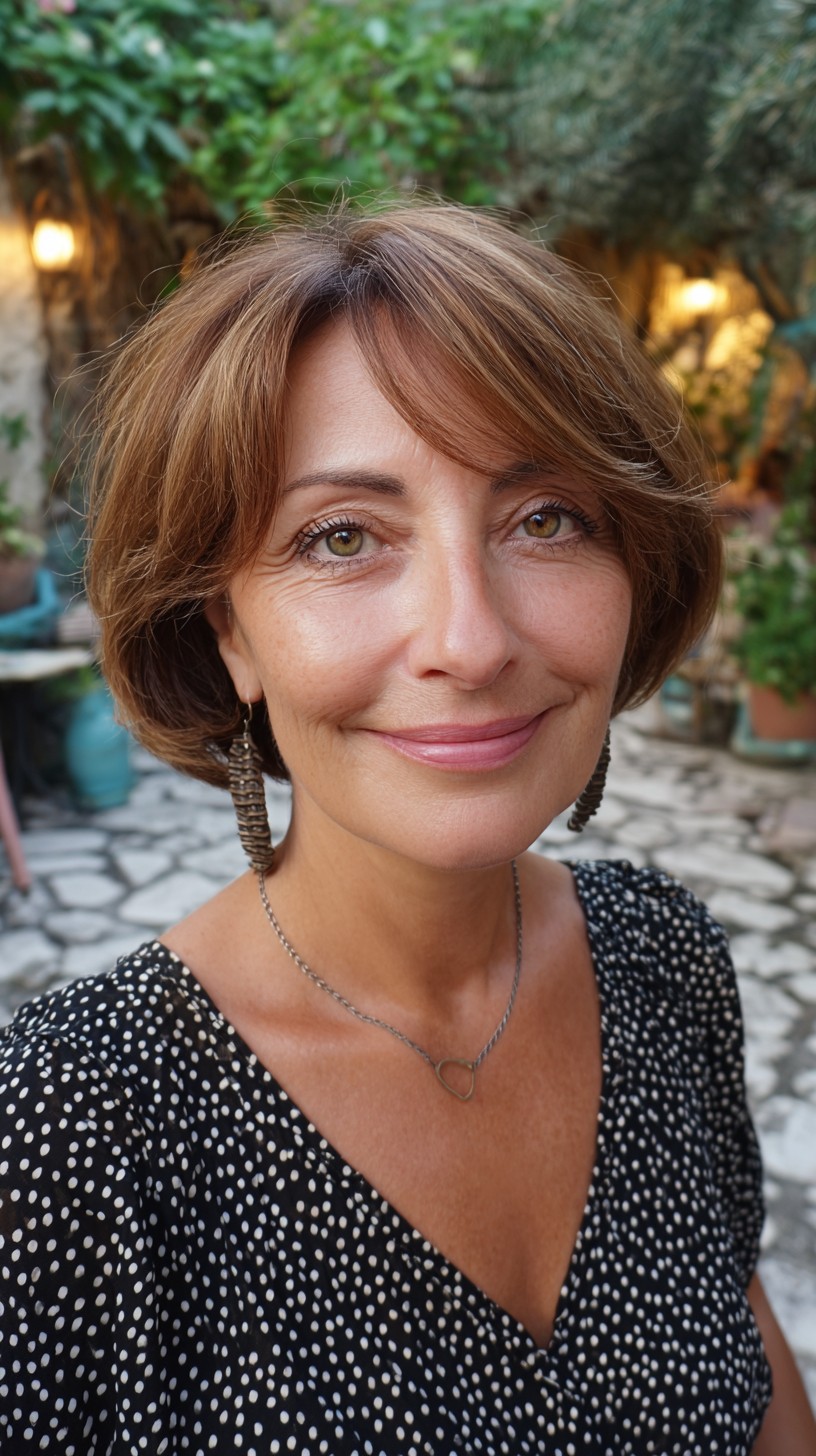 Curtain-Framed Side-Part Graduated Chin-Length Bob