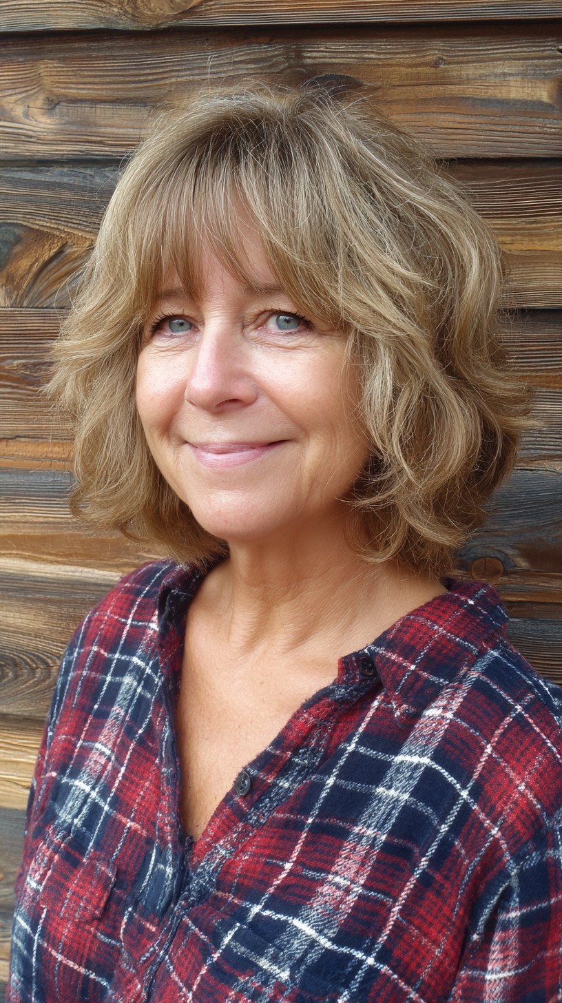 Feathered Chin-Length Bob with Eye-Opening Wispy Fringe