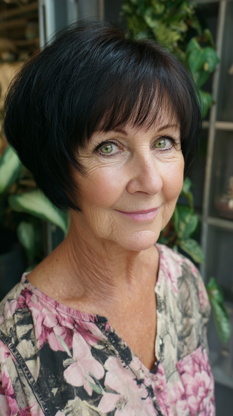 Polished Rounded Chin-Length Bob with Wispy Micro-Bangs
