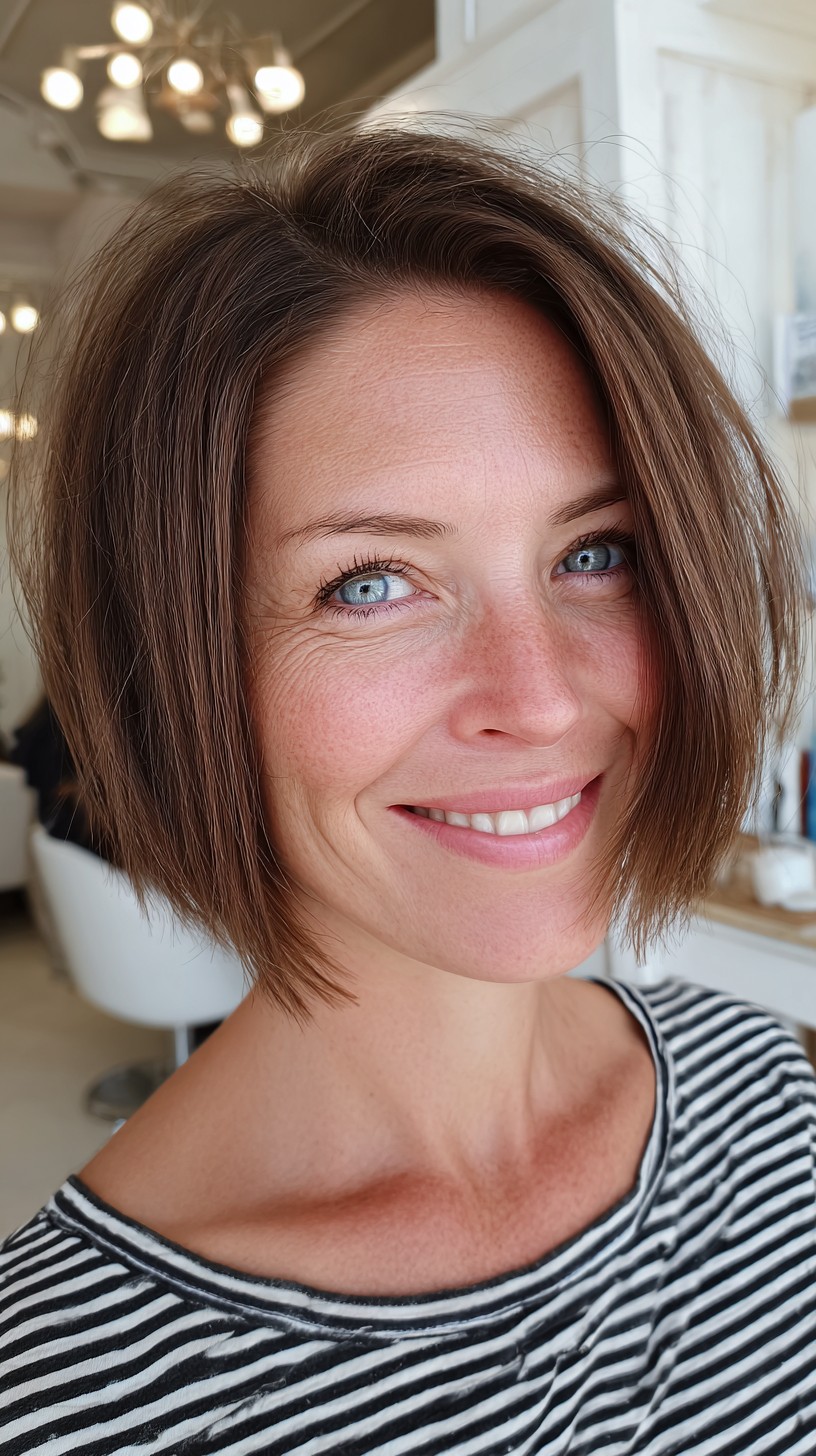 Polished Side-Part Graduated Chin-Length Bob with Face-Framing Swing