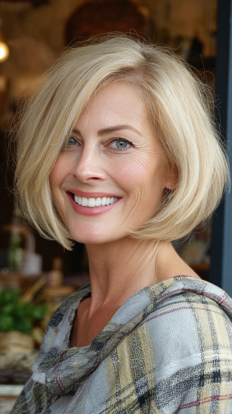 Side-Part Chin-Length Blonde Bob with Subtle Interior Graduation