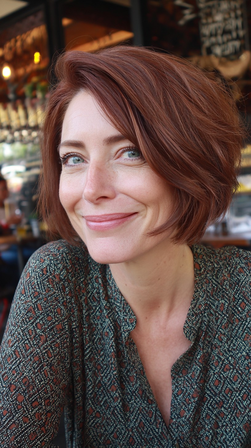 Deep Side-Part Stacked Chin-Length Bob