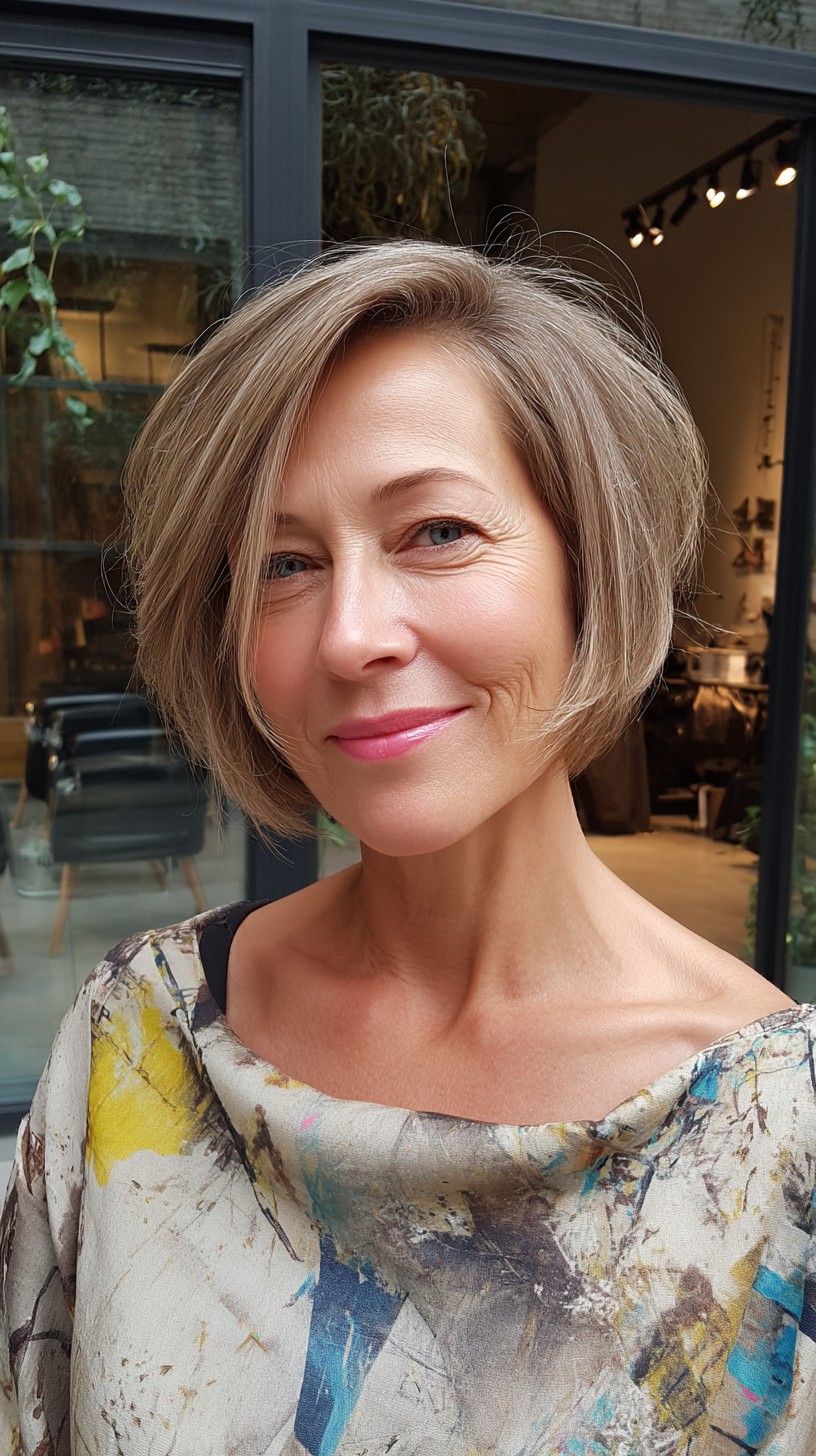 Side-Parted Graduated Chin-Length Bob with Root Shadow and Subtle Asymmetry