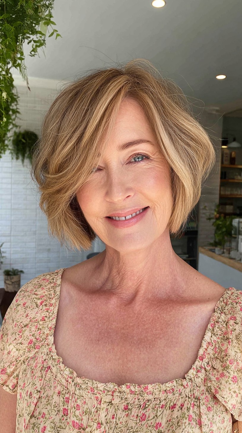 Soft Side-Parted Chin-Length Sculpted Bob