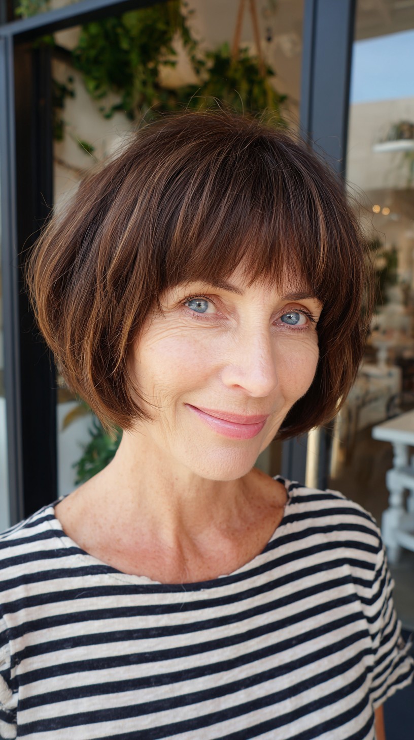 Soft Textured Short Bob with Blunt Fringe