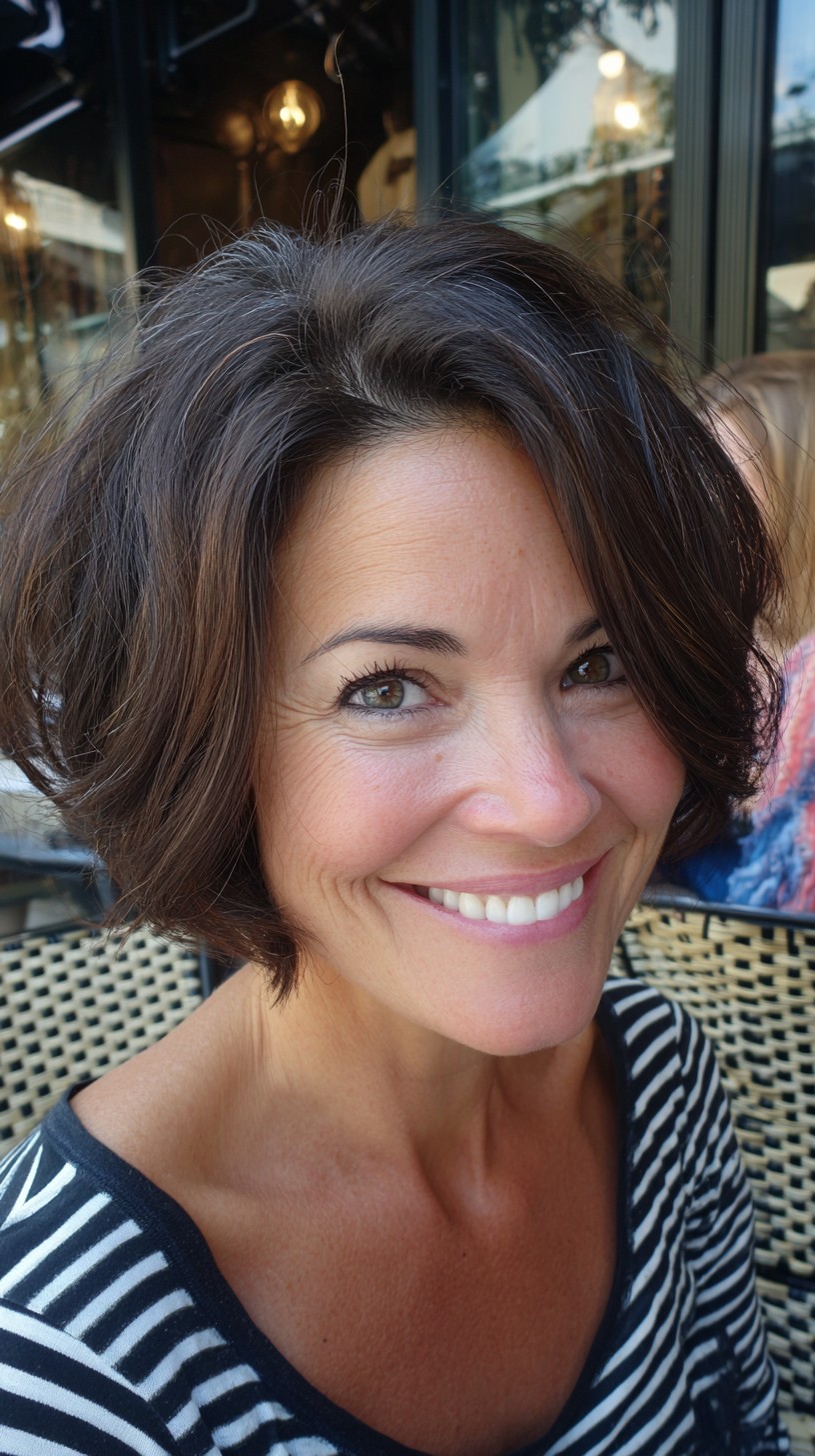Textured Side-Parted Chin-Skimming Bob with Natural Root Blend