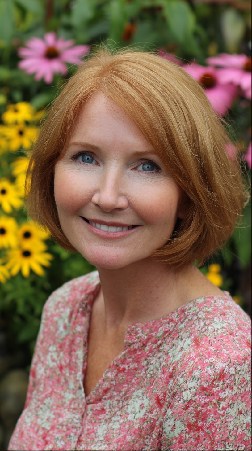Warm Strawberry-Blonde Side-Part Chin-Length Bob with Rounded Interior Graduation
