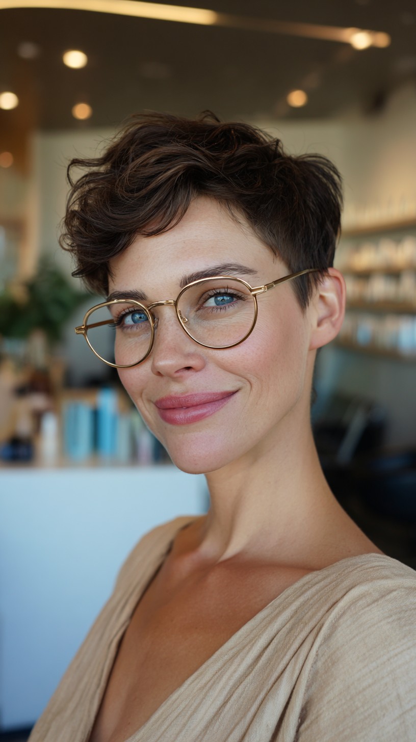 Wavy Lifted Pixie with Glasses-Friendly Temples