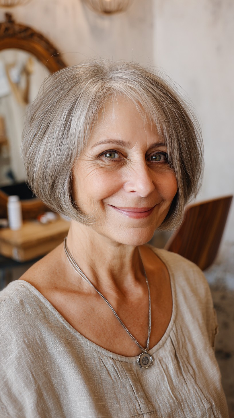 Rounded Silver Bob with Soft Internal Graduation