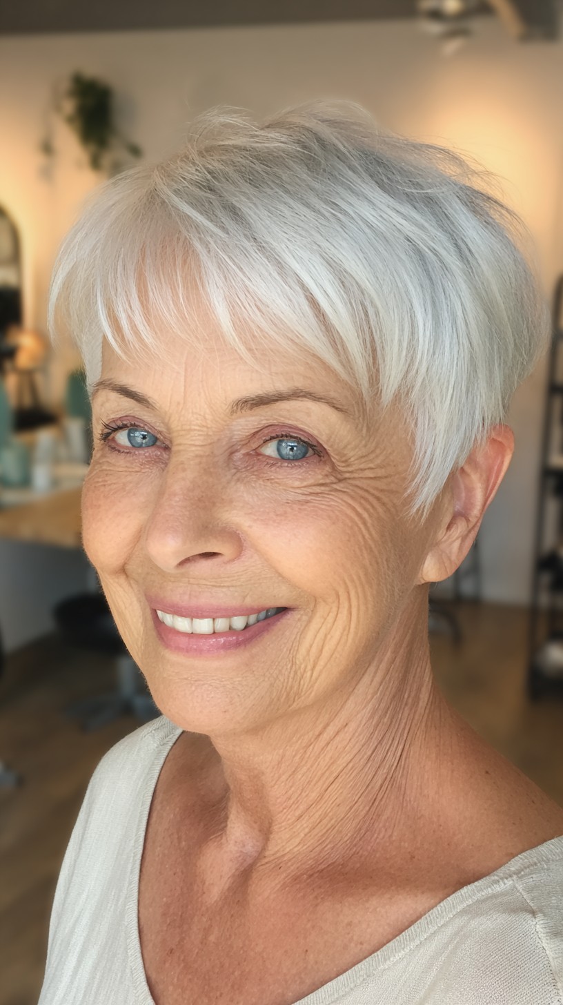 Soft Airy Tapered French Pixie with Wispy Micro-Fringe