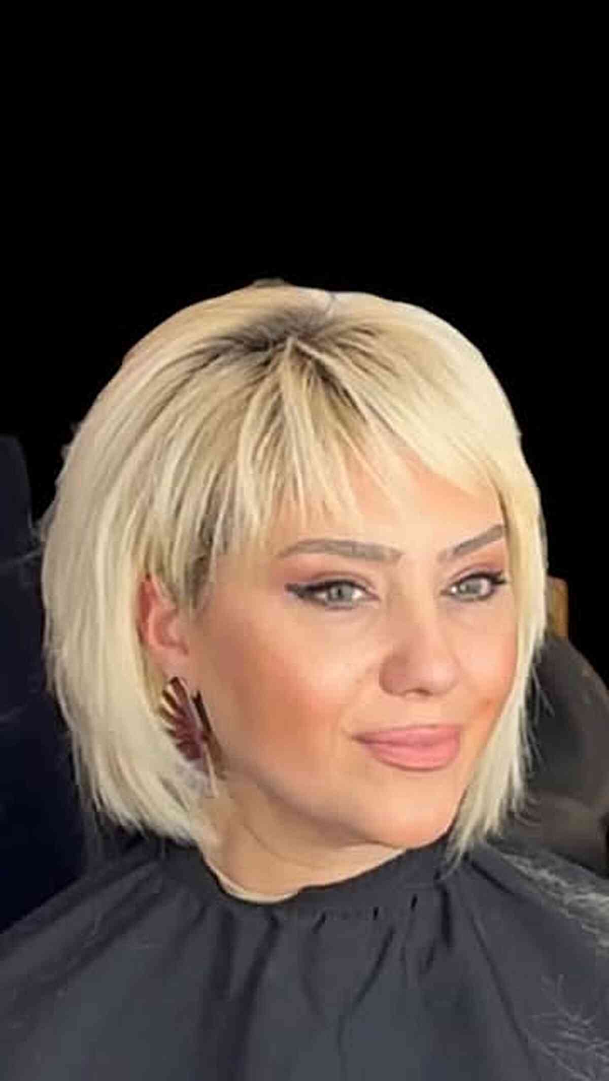 Buttery Platinum Bob with Wispy Fringe