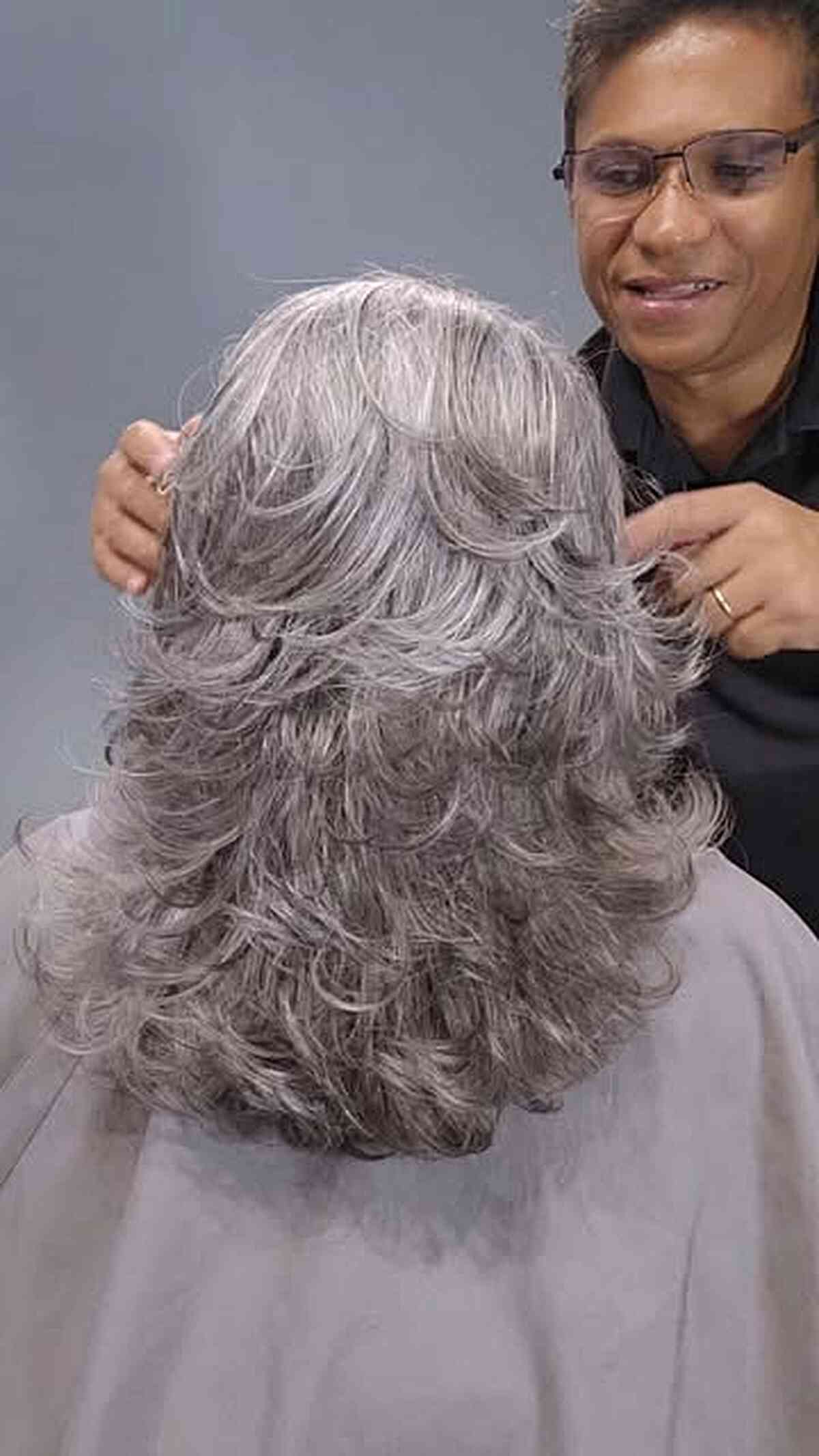 Soft Silver Feathered Layered Volume
