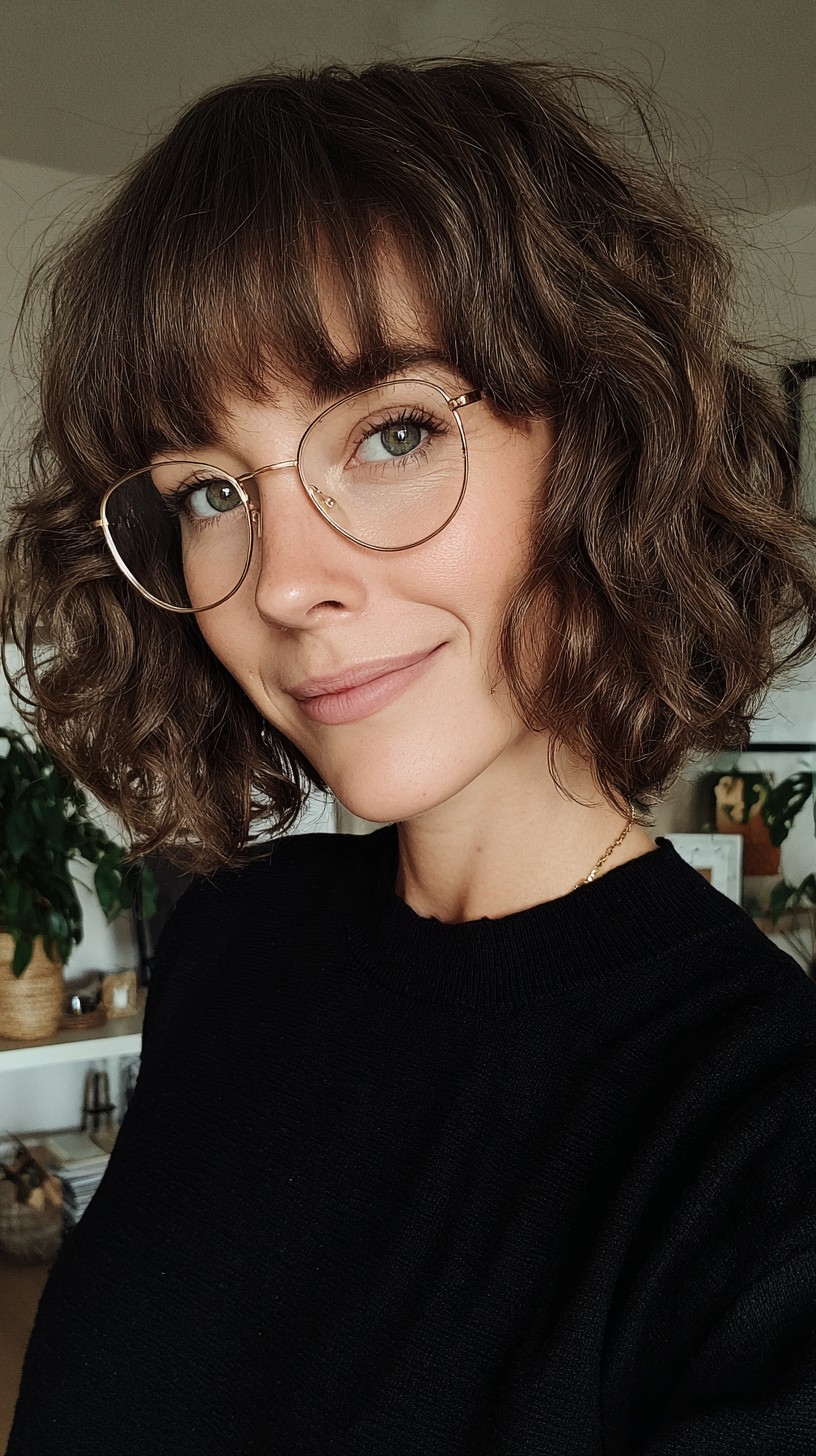 Wavy Chin-Length Bob with Sheer Short Fringe and Face-Framing Layers