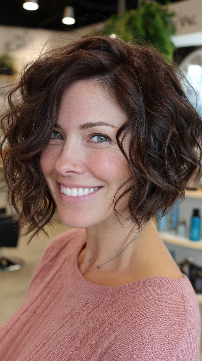 Wavy Chin-Length Shaggy Bob with Root Lift and Face-Framing Layers