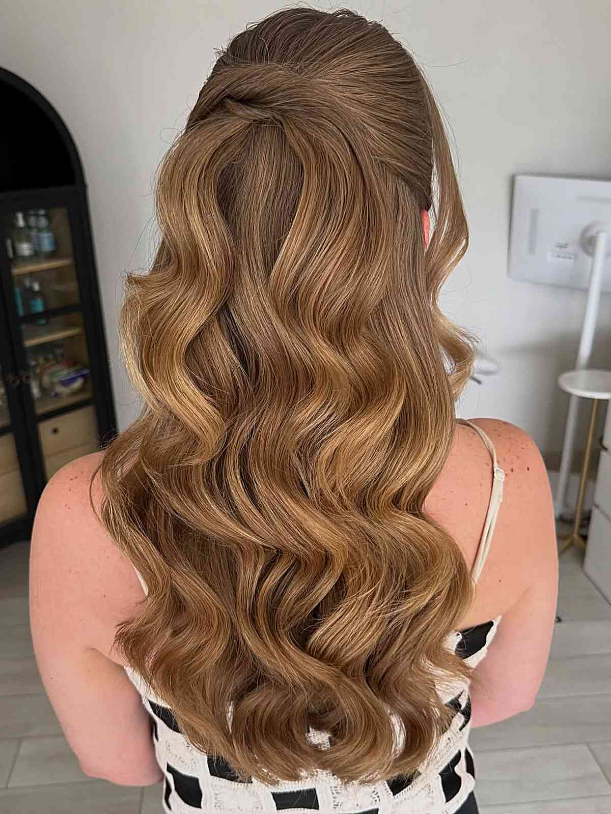 Glamorous Half Up Half Down with Soft Waves