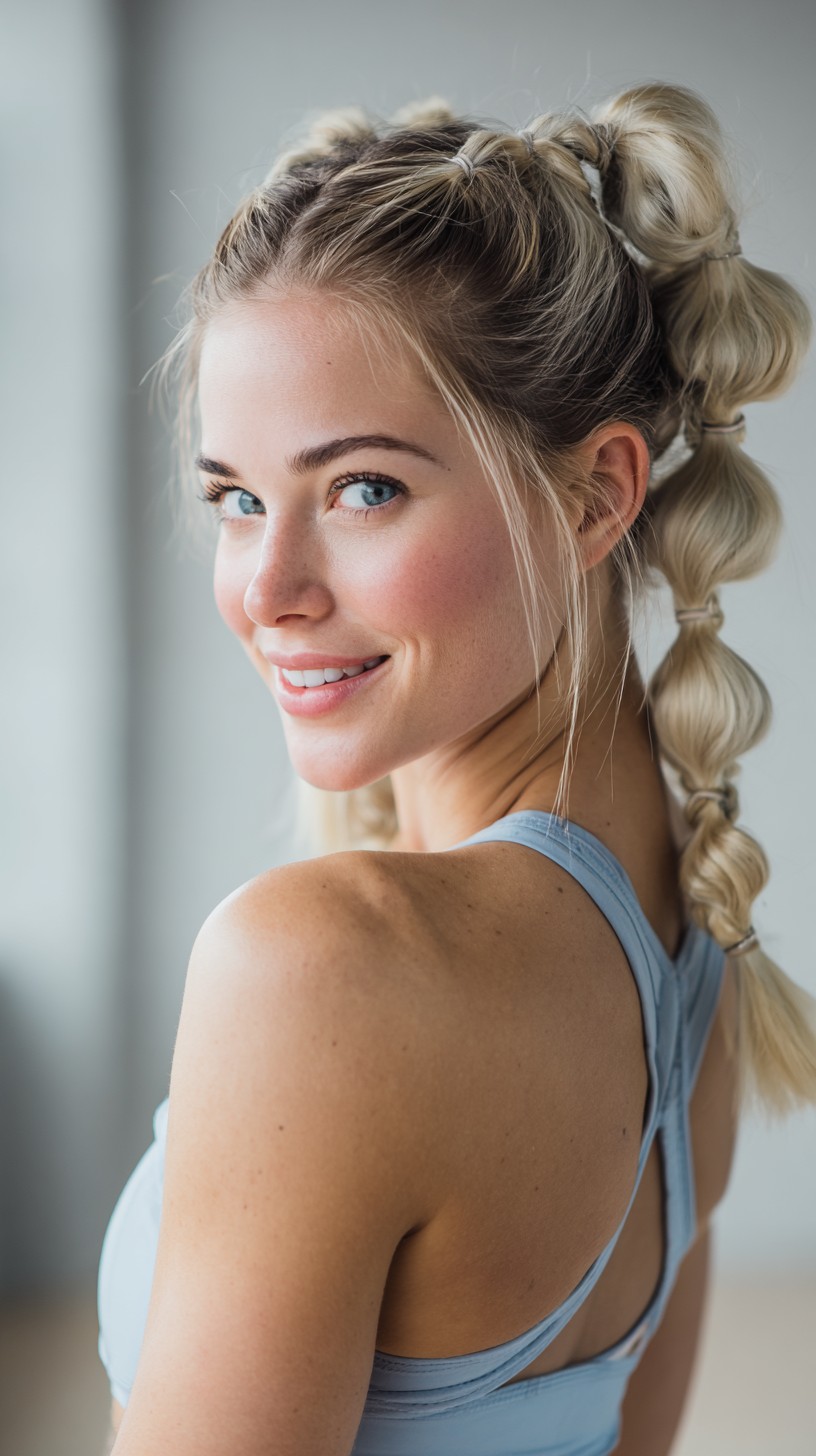 Pulled Bubble Braids with Subtle Root Shadow and Face-Framing Tendrils